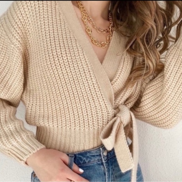 Zara Chunky Wrap Knit Sweater - Picture 3 of 7